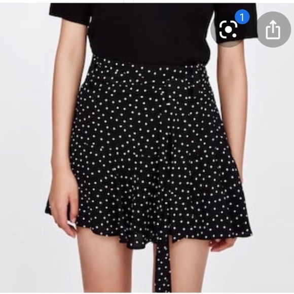 ❌Zara High Rise Waisted Printed Skort Skirt Black Size S - Picture 2 of 7
